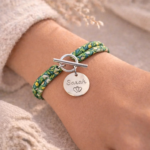 Bracelet liberty fermoir en T personnalisé médaille gravée Bracelet liberty fermoir en T personnalisé médaille gravée - Argenté | Creabibenval